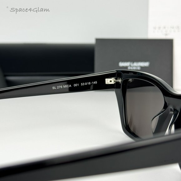 NEW Saint Laurent SL276 MICA 001 Black Gray Cat Eye Women Sunglasses - Picture 8 of 12